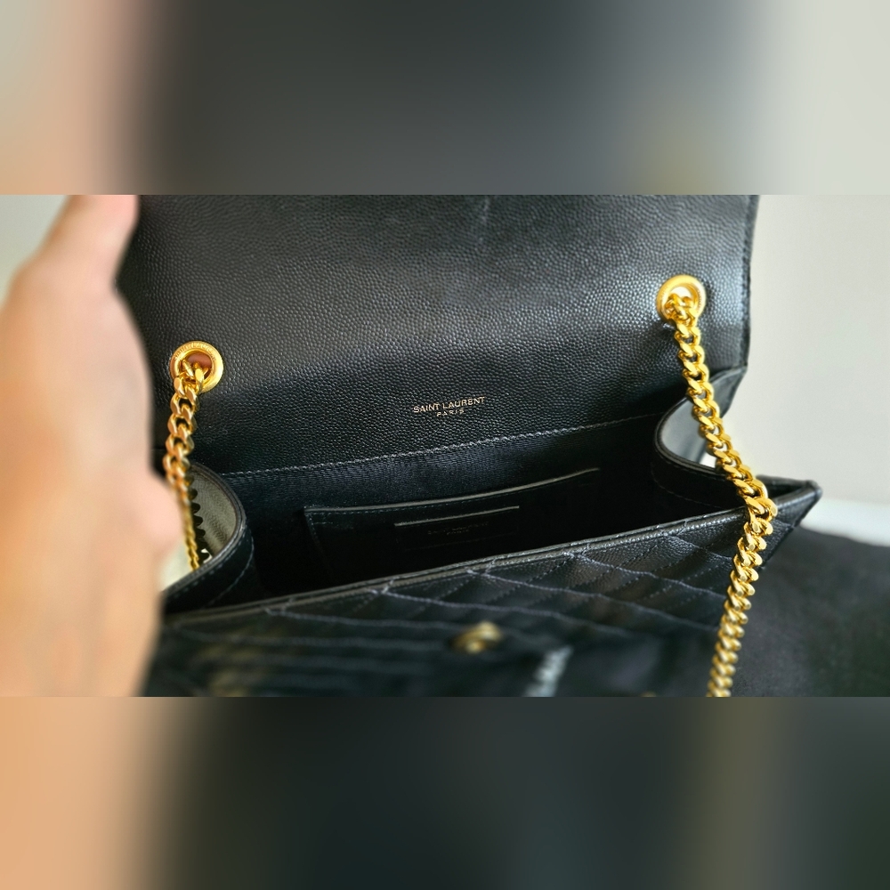 Saint Laurent Black Quilted Leather Crossbody with Gold Chain - SMALL - Picture 3 of 9